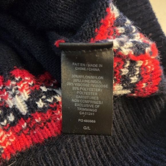 Simons Navy Blue Wool Blend Sweater with Winter Scene Size L - Picture 6 of 7